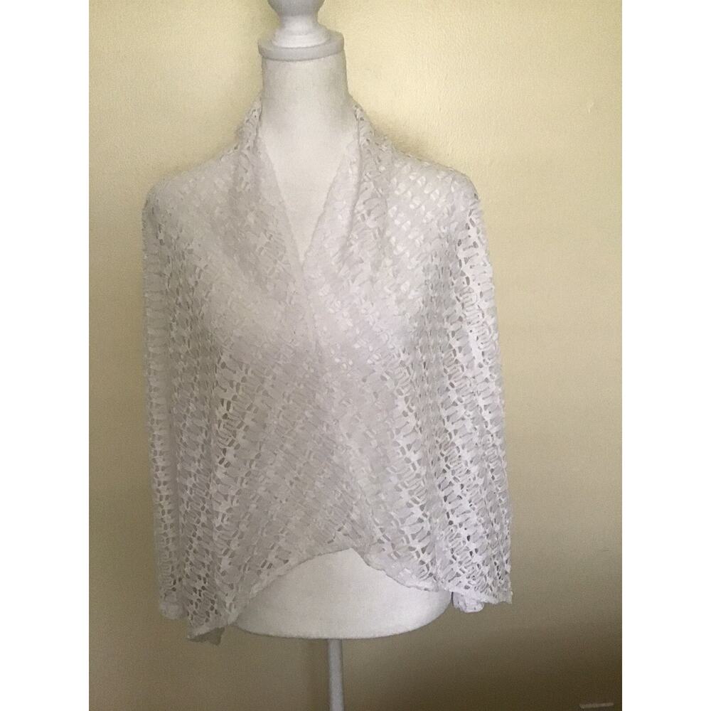 Women's White Cardigan Style Open Jacket Lacey‎ White Covering by Hearts of Palm - Picture 6 of 11